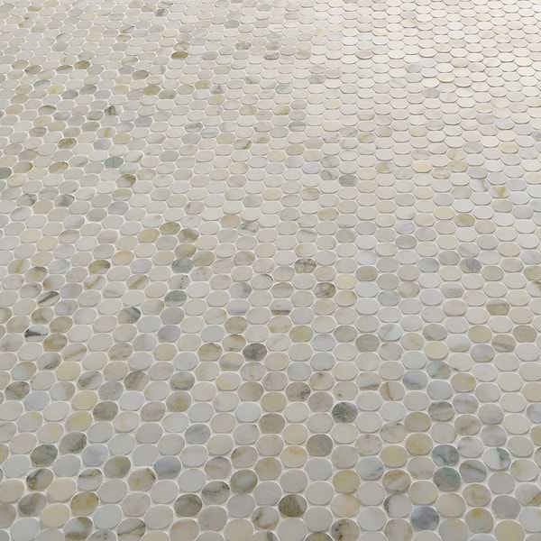 Calacatta Verde Premium 1" Penny Round Honed Marble Mosaic Tile