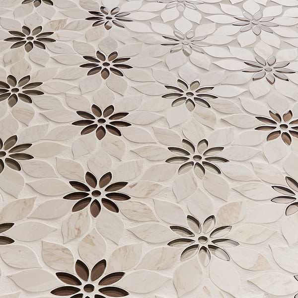 Wildflower Pale Oak Wooden Beige and Glass Marble Polished Tile