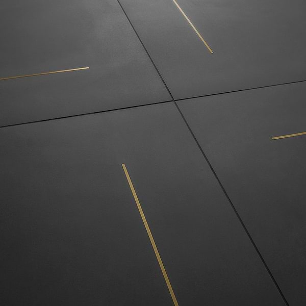 Lines Brass Inlay Black 24X24 Matte Porcelain Tile in Black and Gold, View 4, open zoomed image