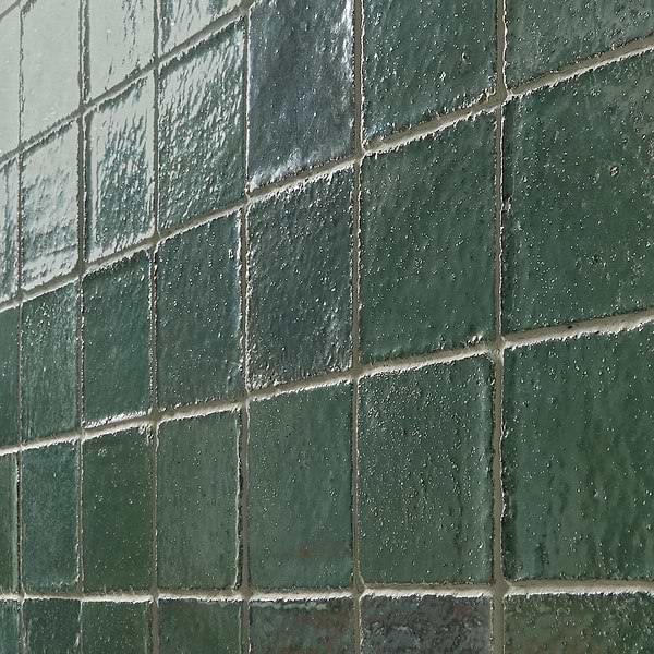 Terra Ember Aqua Blue 4x4 Handmade Metallic Crackled Glossy Terracotta Tile in Blue, View 4, open zoomed image