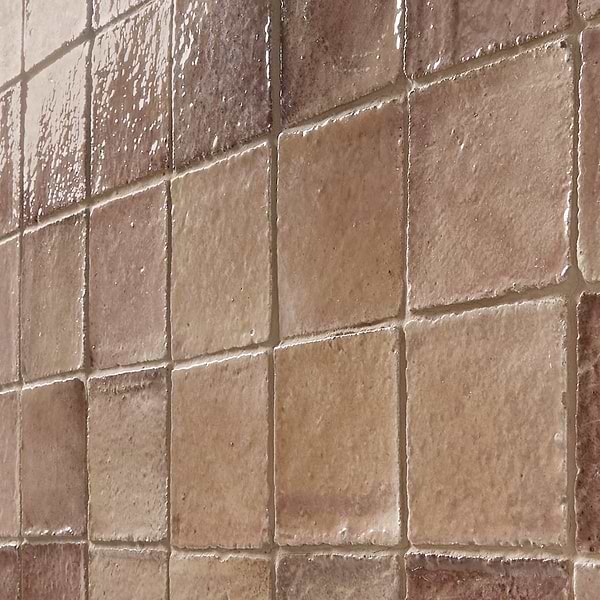 Terra Ember Rosa Pink 4x4 Handmade Crackled Glossy Terracotta Tile in Pink, View 4, open zoomed image