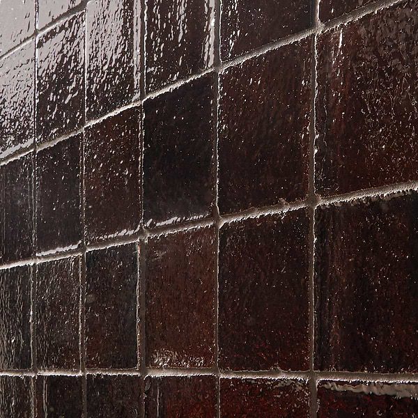 Terra Ember Espresso Brown 4x4 Handmade Crackled Glossy Terracotta Tile in Brown, View 4, open zoomed image