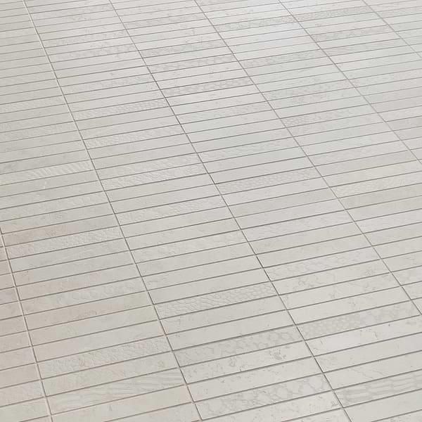 Corretta Deco Bianco White 1x6 Stacked Semi-Polished Mosaic Tile in Warm White, View 4, open zoomed image