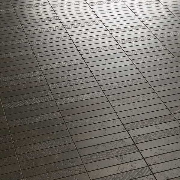 Corretta Deco Mocha Gray 1x6 Stacked Semi-Polished Mosaic Tile, View 4, open zoomed image