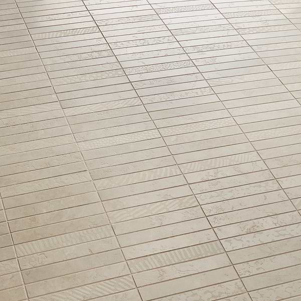 Corretta Deco Sand Beige 1x6 Stacked Semi-Polished Mosaic Tile in Sand, Beige, View 4, open zoomed image