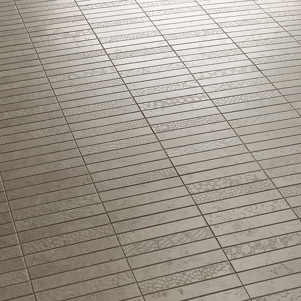 Corretta Deco Warm Gray 1x6 Stacked Semi-Polished Mosaic Tile in Gray, View 4, open zoomed image
