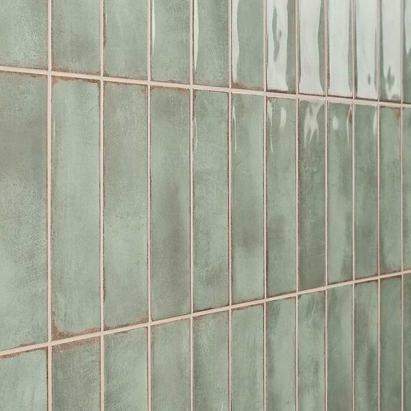 Los Lunas Green 4x12 Polished Ceramic Subway Tile in Green, View 5, open zoomed image