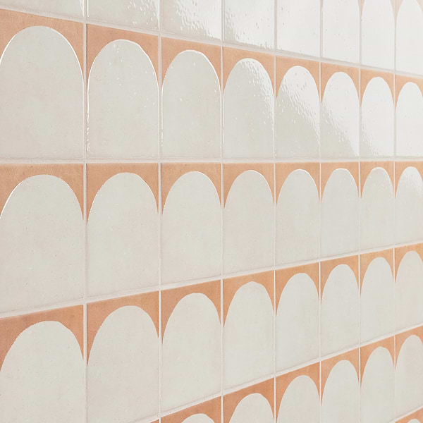 Essa Deco White 6x6 Terracotta Look Polished and Matte Porcelain Tile in White, Terracotta, View 4, open zoomed image