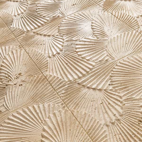Okeanos Carved Cream Travertine 16x16 3D Honed  Tile