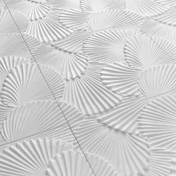 Okeanos Carved White Thassos 16x16 3D Honed Marble Tile