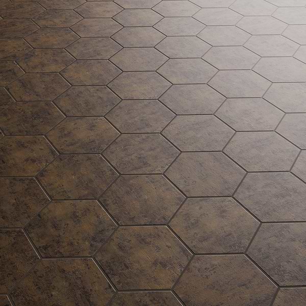 Portrait Copper 2" Hex Matte Mosaic Tile in Bronze, View 4, open zoomed image