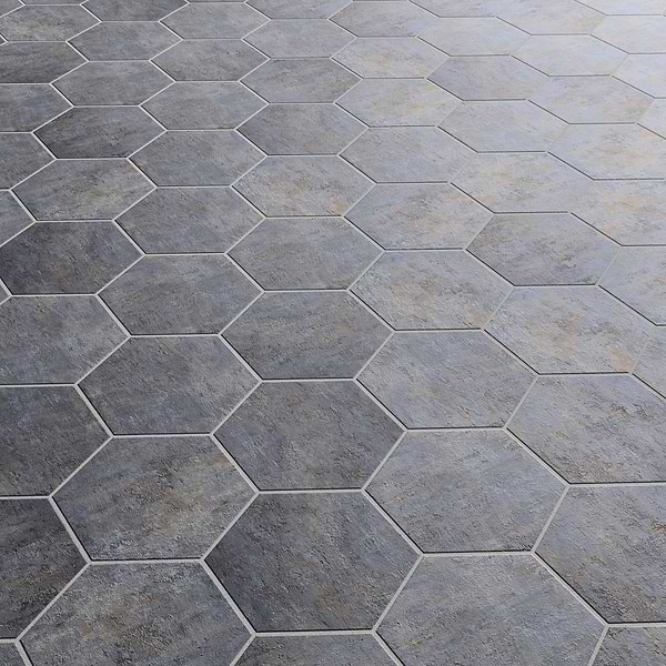 Portrait Ocean Blue 2" Hex Matte Mosaic Tile in Blue Gray, View 4, open zoomed image