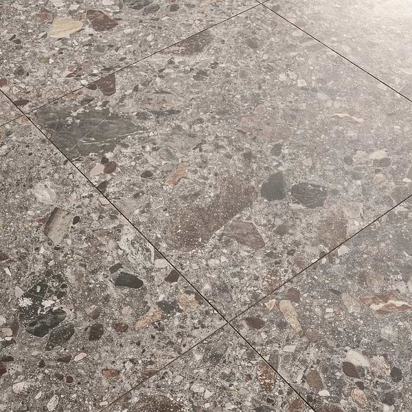 Rizo Fossil Gray 24x24 Terrazzo Look Matte Porcelain Tile