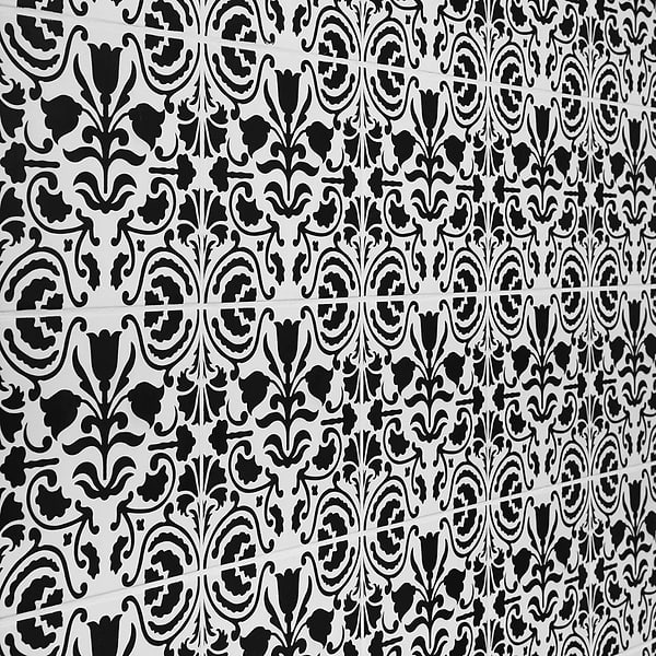 Elowynn Belle Eclipse White 8x8 Matte Porcelain Tile by Kravet in Black, White, View 4, open zoomed image