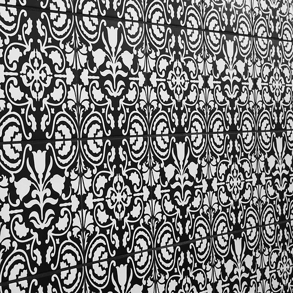 Elowynn Haven & Belle Midnight Black 8x8 Matte Porcelain Tile by Kravet in Green, White, View 4, open zoomed image