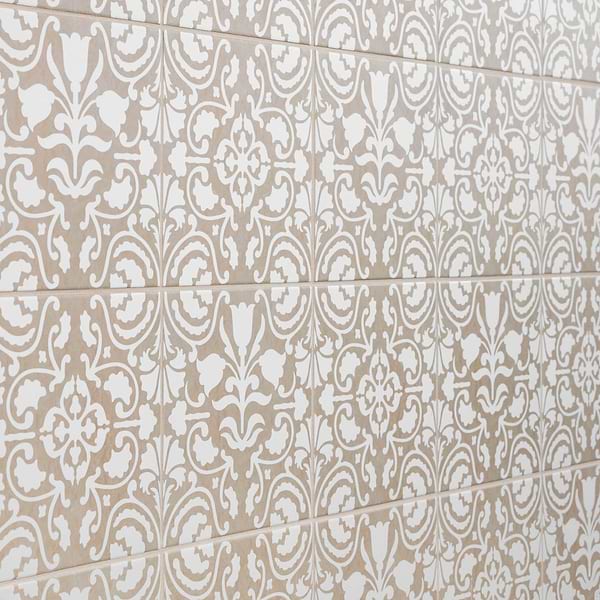 Elowynn Haven & Belle Sand Beige 8x8 Matte Porcelain Tile by Kravet in Blue, White, View 4, open zoomed image
