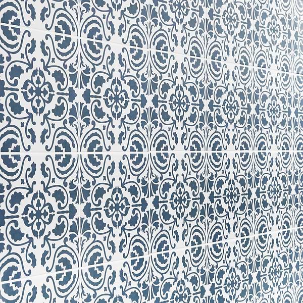 Elowynn Haven Cove White 8x8 Matte Porcelain Tile by Kravet in Blue, White, View 4, open zoomed image