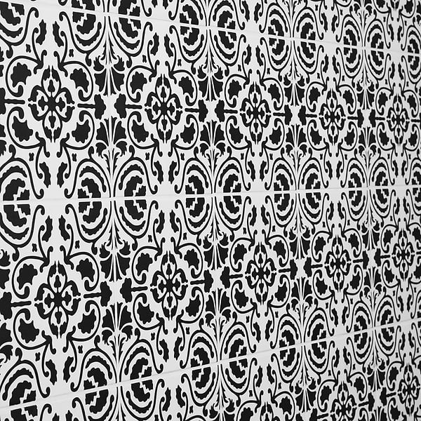 Elowynn Haven Eclipse White 8x8 Matte Porcelain Tile by Kravet in Black, White, View 4, open zoomed image