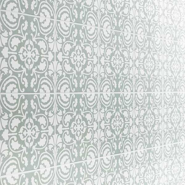 Elowynn Haven Seafoam Green 8x8 Matte Porcelain Tile by Kravet in Green, White, View 4, open zoomed image
