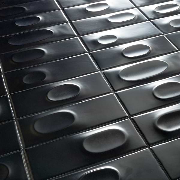 Telos Deco Midnight Metallic 4x12 Matte Ceramic Tile in Metallic, View 3, open zoomed image