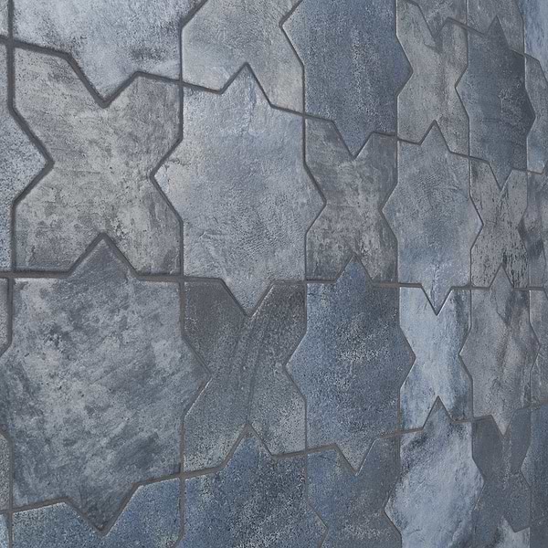 Parma Denim Blue Matte Star and Denim Blue Matte Cross 6" Terracotta Look Porcelain Tile