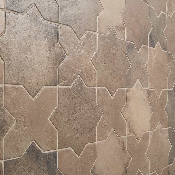 Parma Taupe Matte Star and Taupe Matte Cross 6" Terracotta Look Porcelain Tile