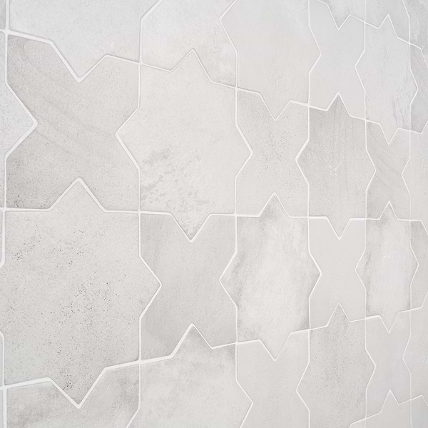 Parma White Matte Star and White Matte Cross 6" Terracotta Look Porcelain Tile