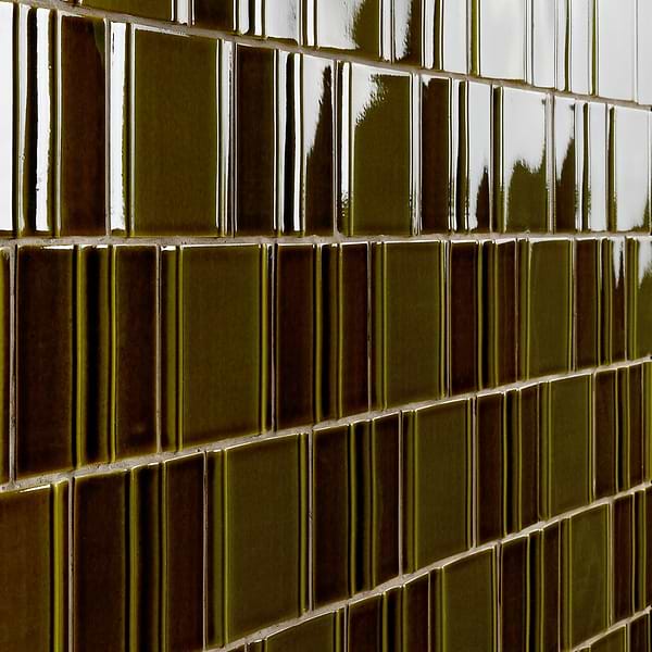 Kinro Moss Green 6x6 3D  Crackled Glossy Porcelain Tile in Green, View 3, open zoomed image