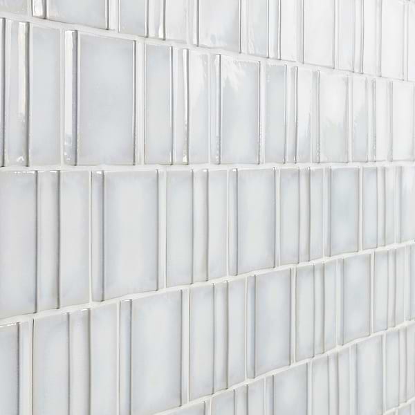 Kinro Winter White 6x6 3D  Crackled Glossy Porcelain Tile in White, View 3, open zoomed image