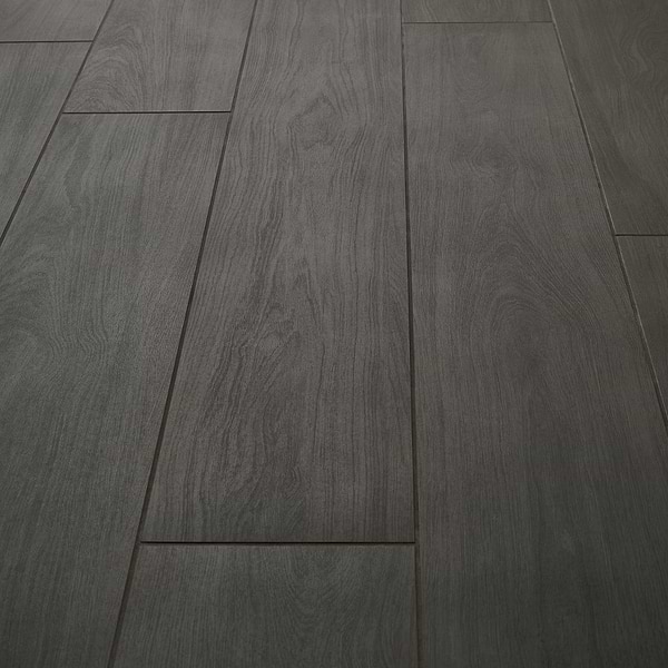 Millie Ebony Black 10x60 XL Wood Look Matte Porcelain Tile in Black, View 4, open zoomed image