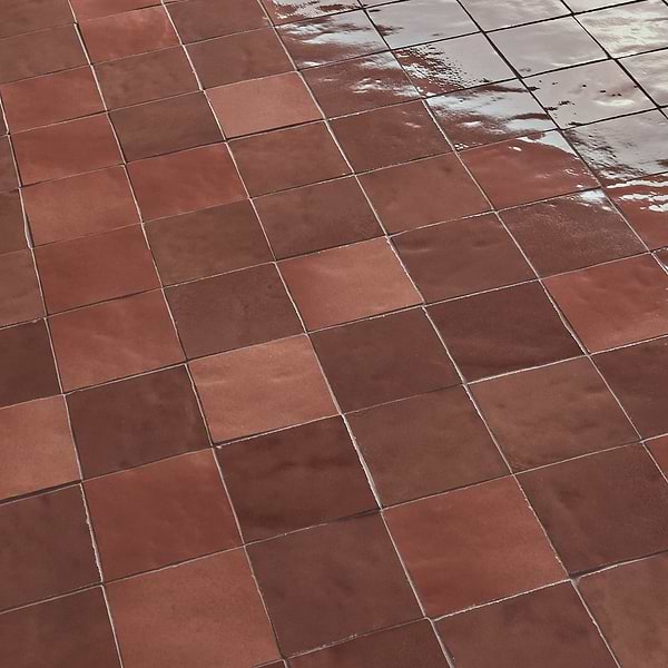 Zelora Chestnut Brown 4x4 Zellige Look Glossy Ceramic Tile
