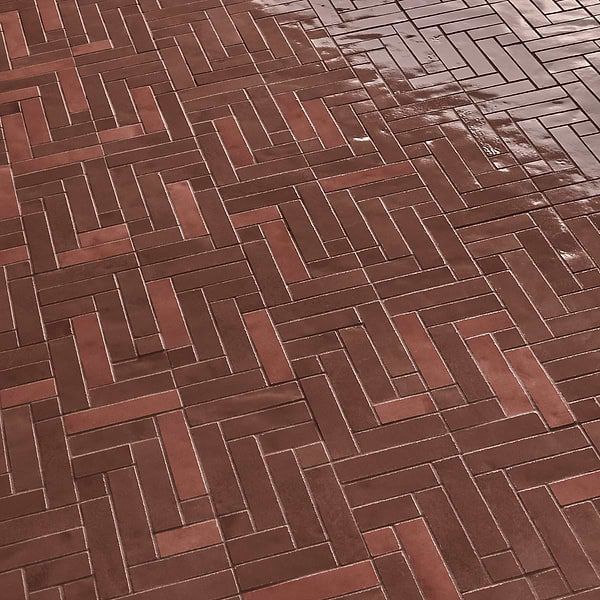 Zelora Chestnut Brown Herringbone Ceramic Mosaic Tile