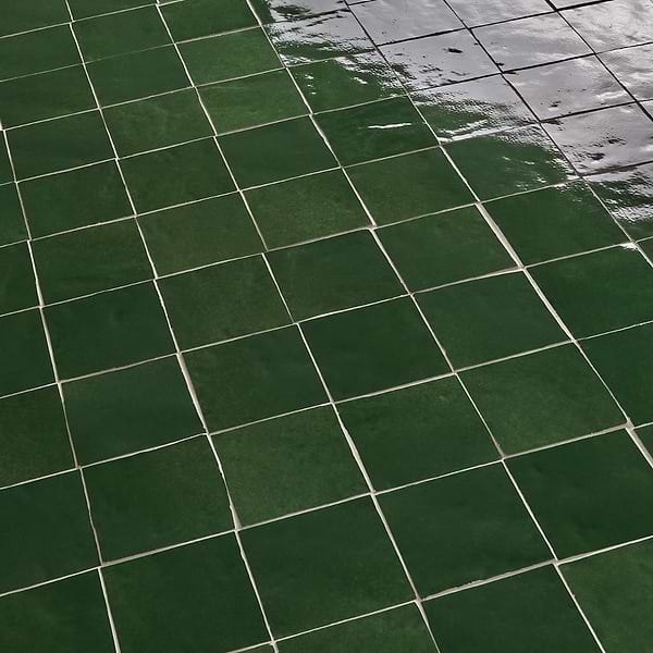 Zelora Forest Green 4x4 Zellige Look Glossy Ceramic Tile
