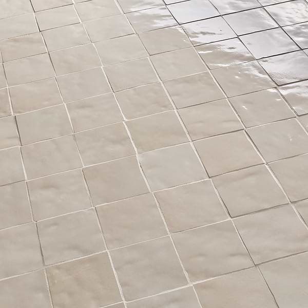 Zelora Linen Beige 4x4 Zellige Look Glossy Ceramic Tile