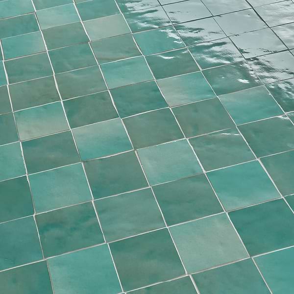 Zelora Mint Green 4x4 Zellige Look Glossy Ceramic Tile