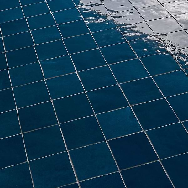 Zelora Marine Blue 4x4 Zellige Look Glossy Ceramic Tile