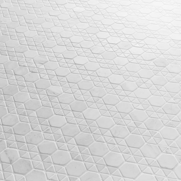 Aspekt Bianco Carrara 2" Hexagon Honed Marble Mosaic Tile