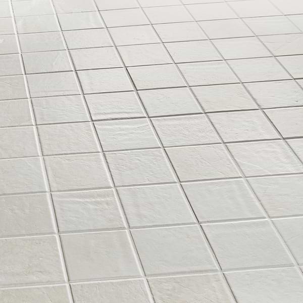 Velour Vanilla 4x4 Leather Marble Tile in Warm White, View 5, open zoomed image