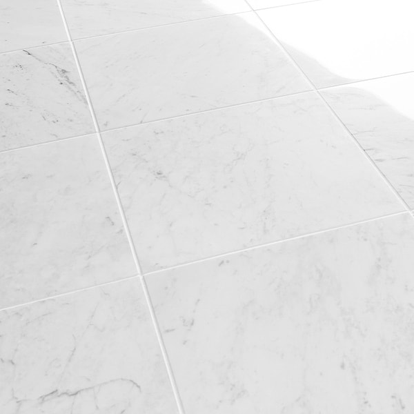 Bianco Carrara Premium "C" 12x12 Polished Marble Tile in White, View 4, open zoomed image