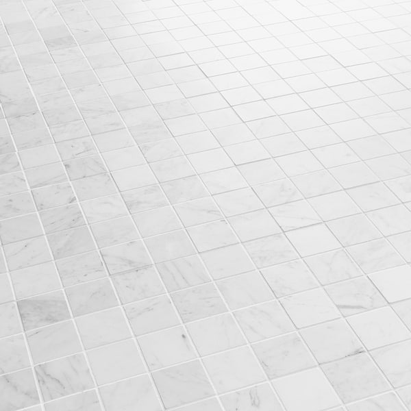 Bianco Carrara 2x2 Honed Marble Mosaic Tile in White, View 4, open zoomed image