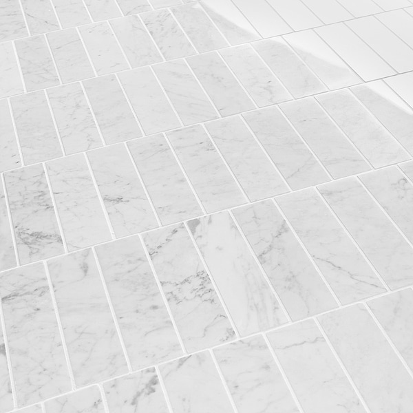 Bianco Carrara 2x8 Polished Marble Tile