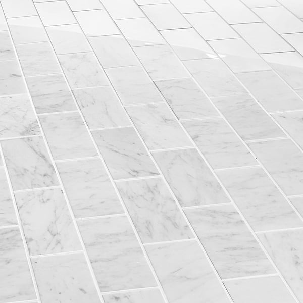 Bianco Carrara 3x6 Polished Marble Tile in White, View 4, open zoomed image