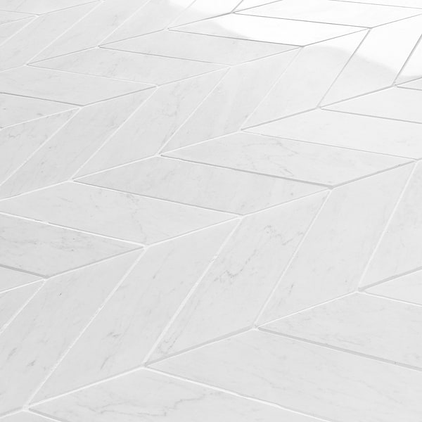 Bianco Carrara 3x12 Chevron Polished Marble Tile