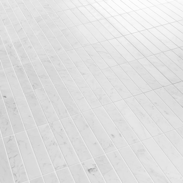 Bianco Carrara 1x6 Stacked Honed Marble Mosaic Tile