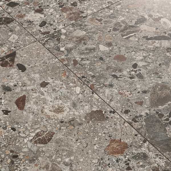 Rizo Fossil Gray 48x48 Terrazzo Look Matte Porcelain Tile