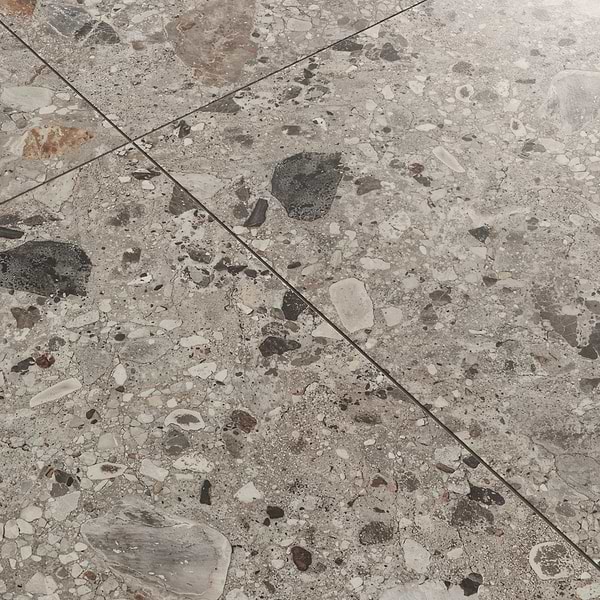 Rizo Earth Gray 48x48 Terrazzo Look Matte Porcelain Tile