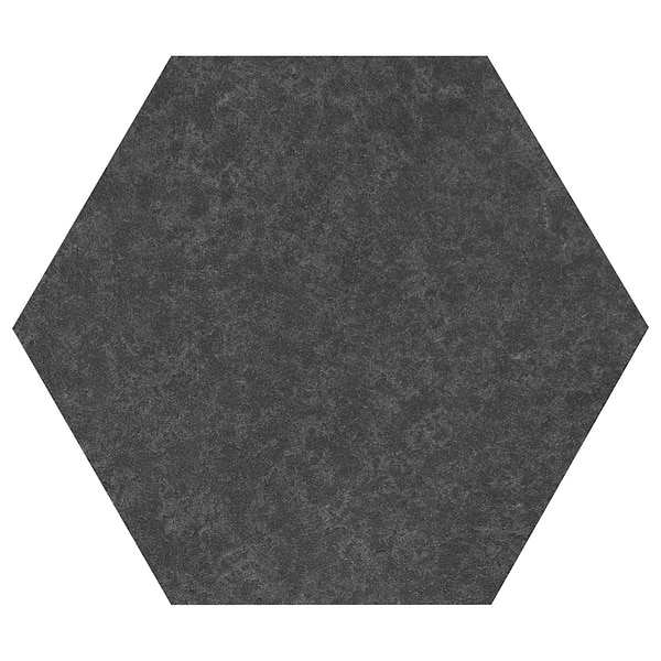 Pietra Basalt Black 10" Hexagon Flamed and Brushed Basalt Tile