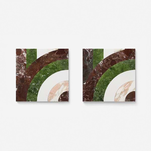 Elizabeth Sutton Arc Vertical Rainbow Multicolor 12x12 Polished Marble Mosaic Tile