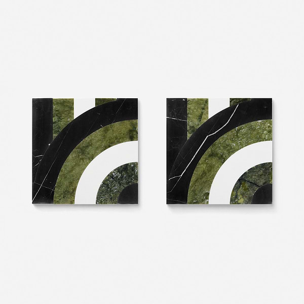 Elizabeth Sutton Arc Vertical Soul Green & Black 12x12 Polished Marble Mosaic Tile
