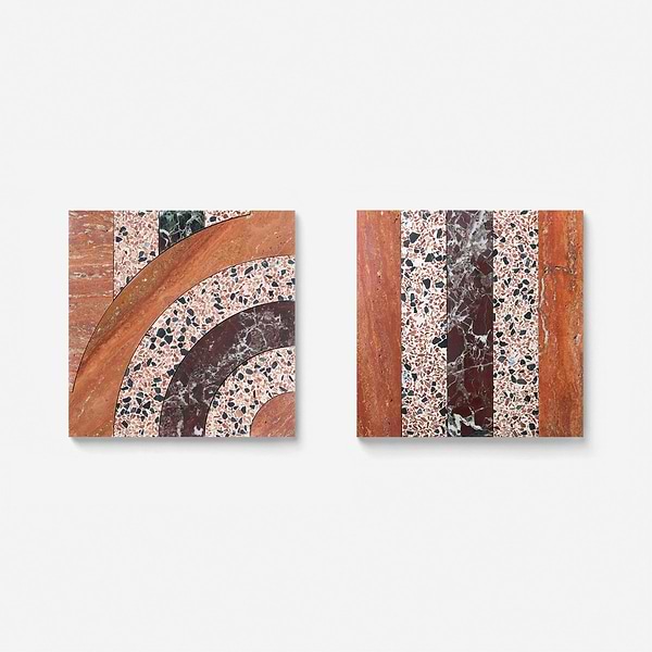 Elizabeth Sutton Arc Interlock Canyon Terracotta 12x12 Honed Marble and Terrazzo Mosaic Tile